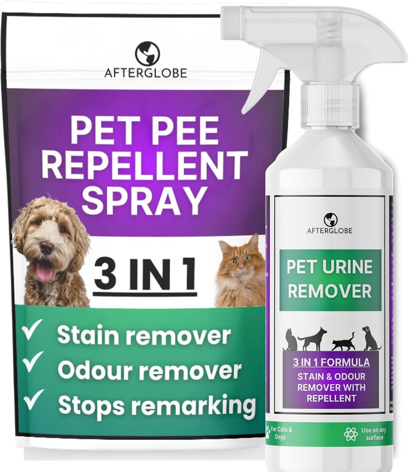 3-In-1 Pet Urine Enzyme Cleaner for Carpets, Furniture and Flooring, Removes Pee