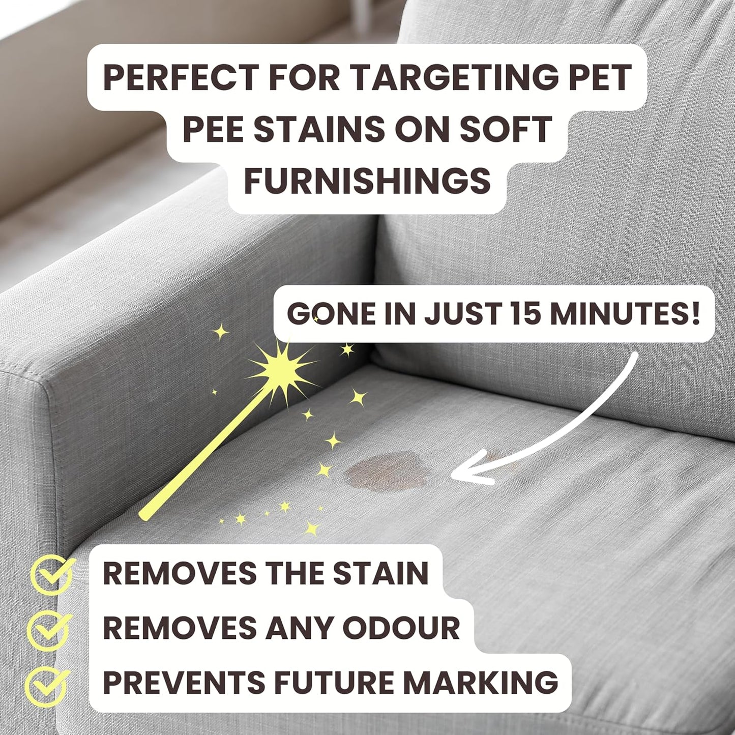 3-In-1 Pet Urine Enzyme Cleaner for Carpets, Furniture and Flooring, Removes Pee