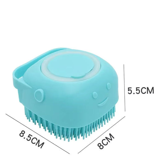 Dog Bath Brush, Pet Massage Brush Shampoo Dispenser, Soft Silicone Brush Rubber Bristle for Dog Grooming Brush Pet Accessories