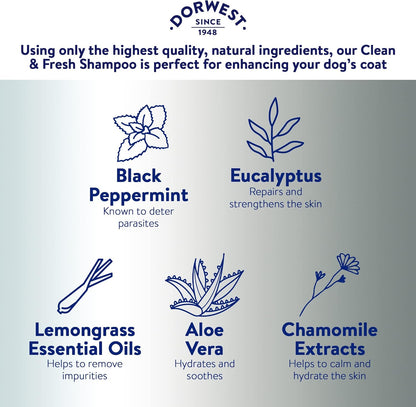 DORWEST Clean & Fresh Shampoo for Dogs, 250Ml, All-Natural Pet Shampoo – Sensiti